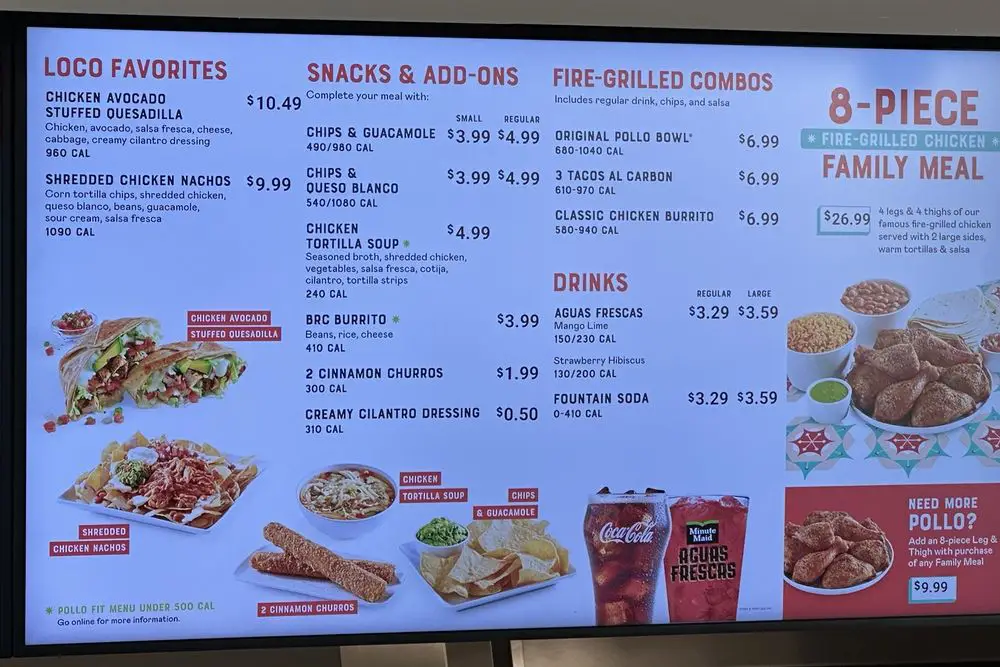 El Pollo Loco Menu USA