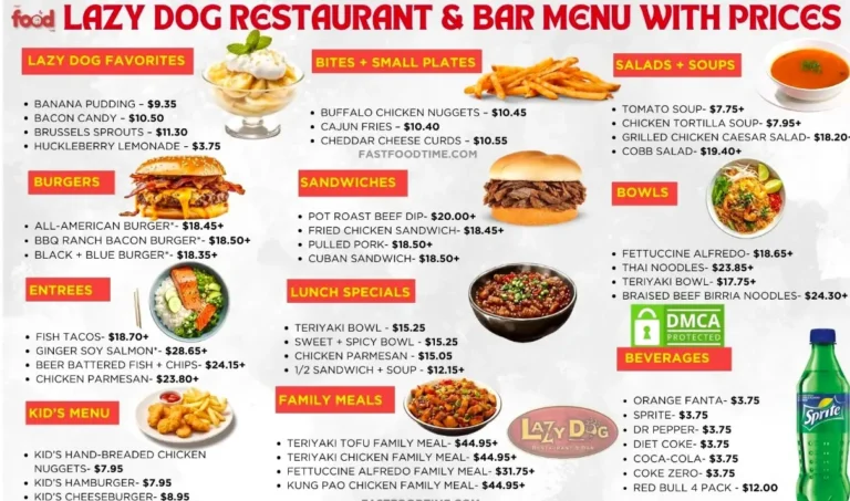 Lazy Dog Menu USA Prices