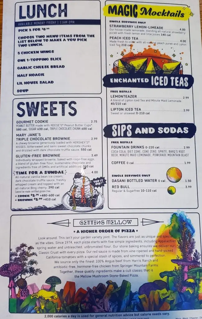Mellow Mushroom Menu USA