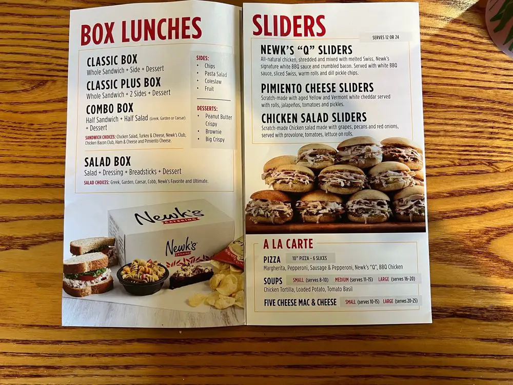 Newk’s Menu USA