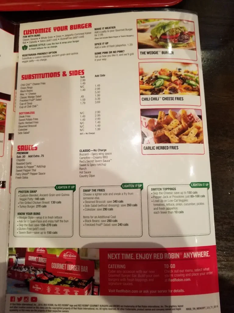 Red Robin Menu USA
