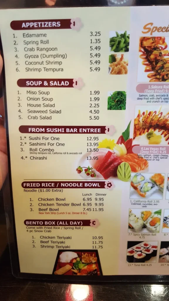 Sakura Menu USA