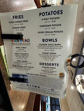 Skyline Chili Menu USA