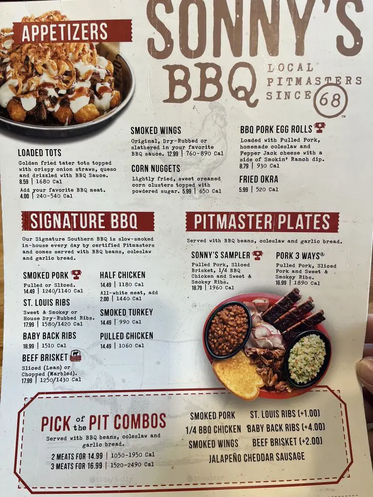 Sonny’s BBQ Menu usa