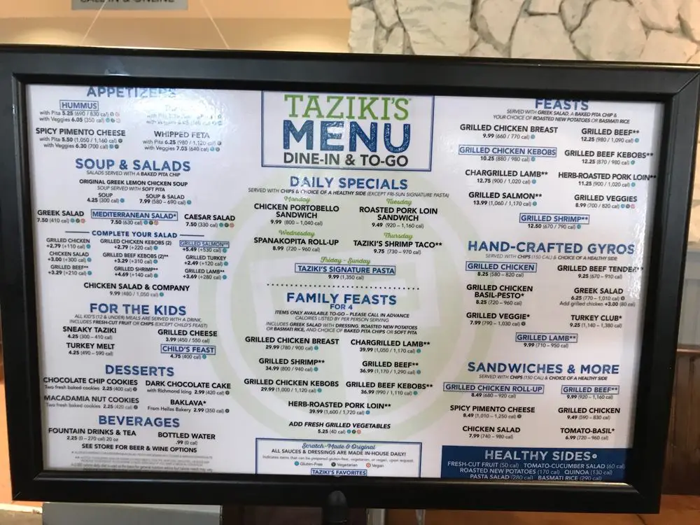 Tazikis Menu USA