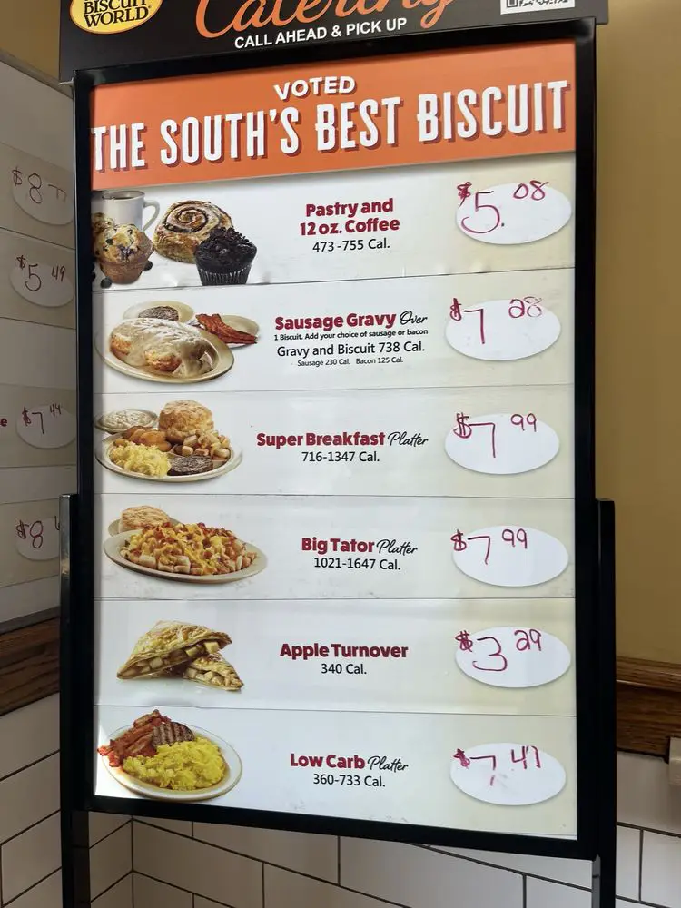 Tudor’s Biscuit World Menu USA