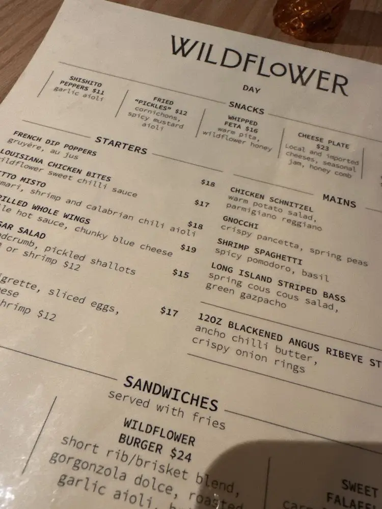 Wildflower Menu USA