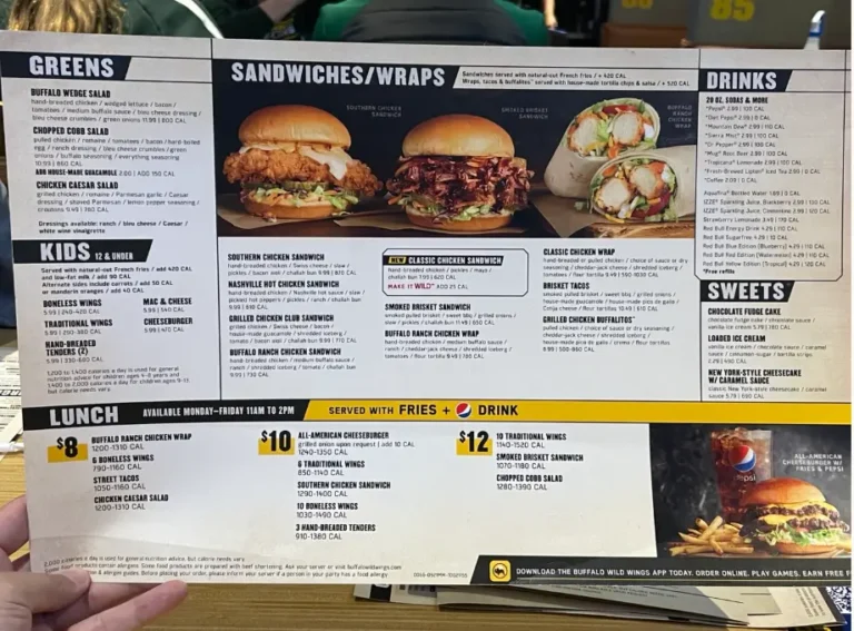 Buffalo Wild Wings Menu USA Prices