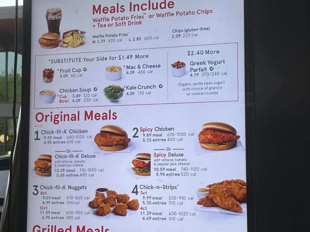 Chick-fil-A Menu USA 