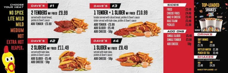 Dave’s Hot Chicken Menu USA Prices