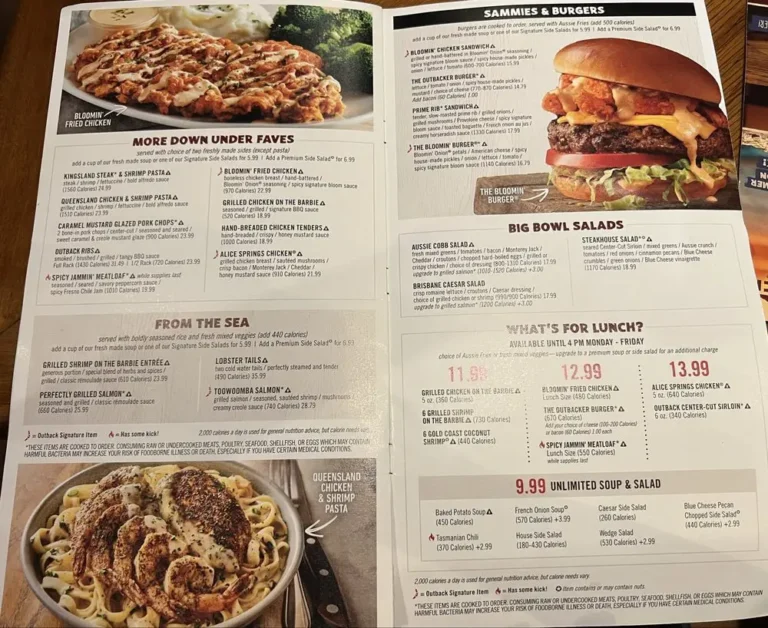 Outback Steakhouse Menu USA Prices