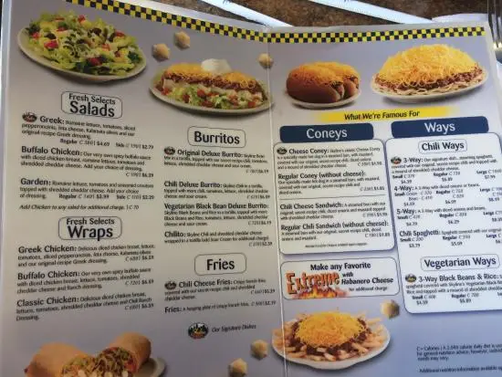 Skyline Chili Menu USA Prices
