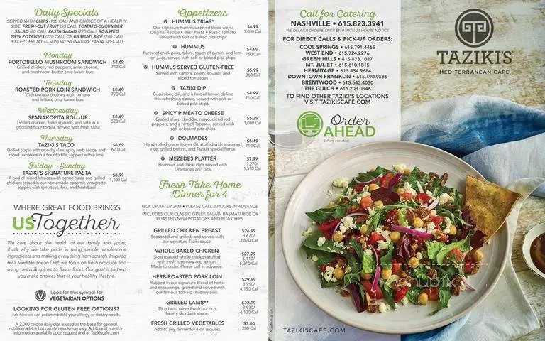 Tazikis Menu USA Prices