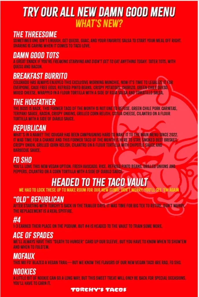 Torchy’s Tacos Menu USA
