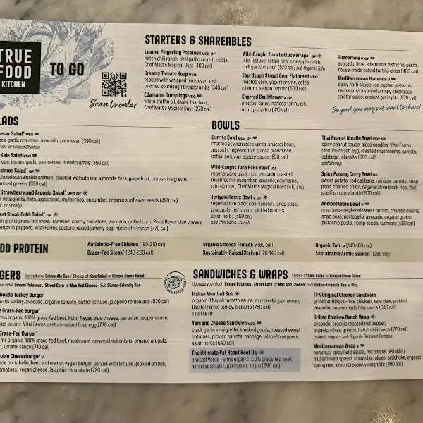 True Food Kitchen Menu USA Prices