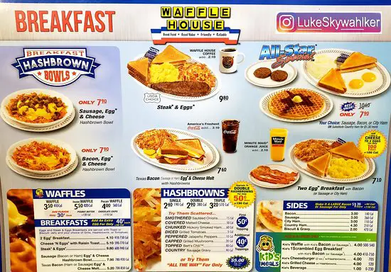 Waffle House Menu USA Prices