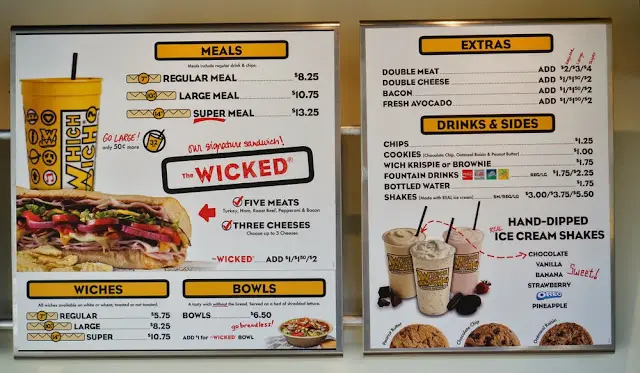 Which Wich Menu USA Prices