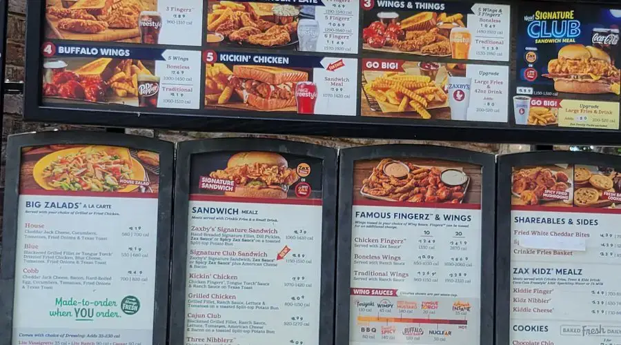 Zaxby’s Menu USA