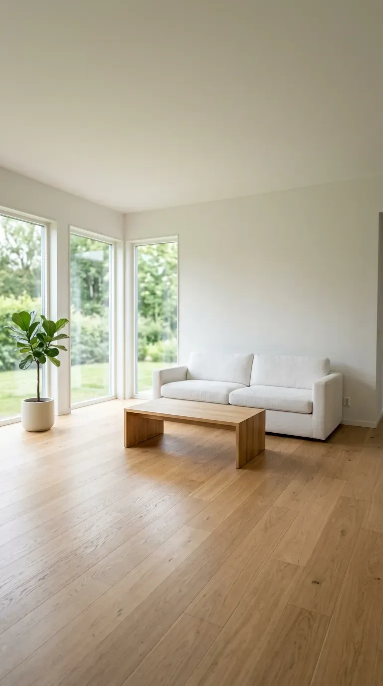 Clean minimalist living room after thorough decluttering