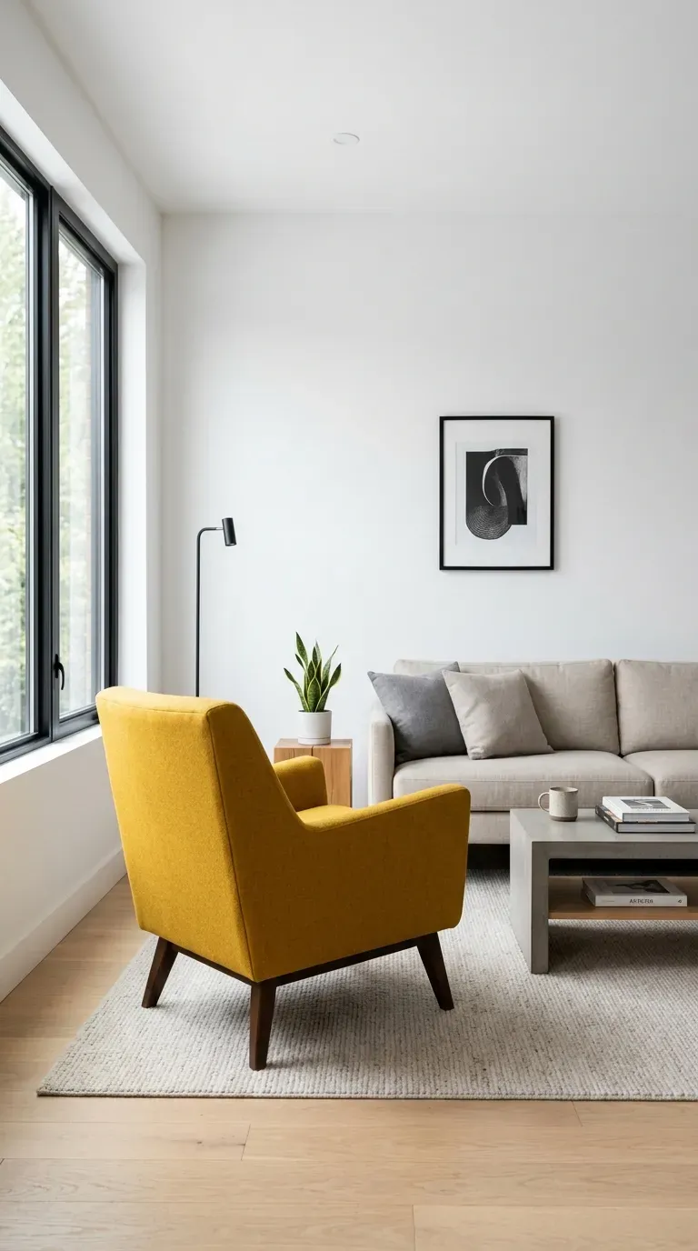 Warm minimalist living room with earthy textures