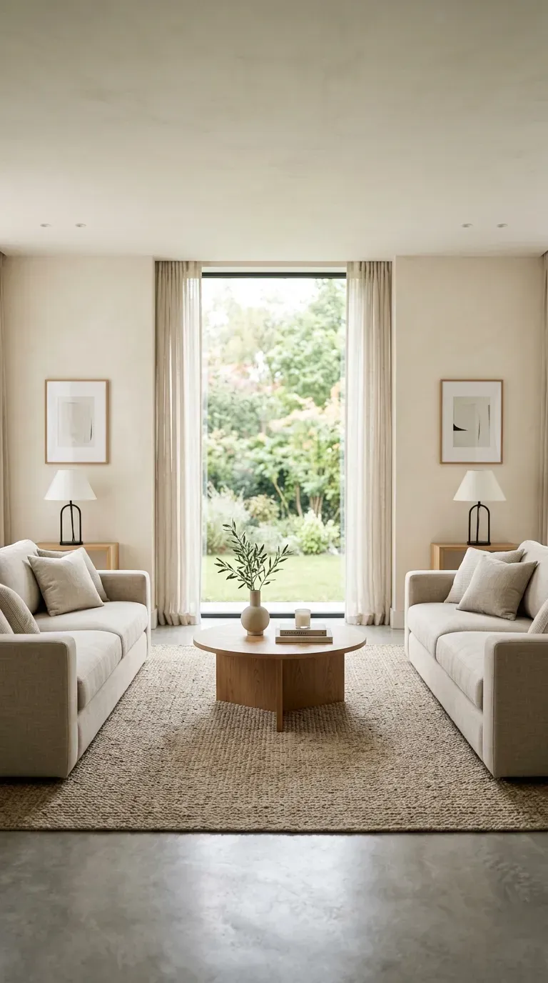 Minimalist living room with one statement plant