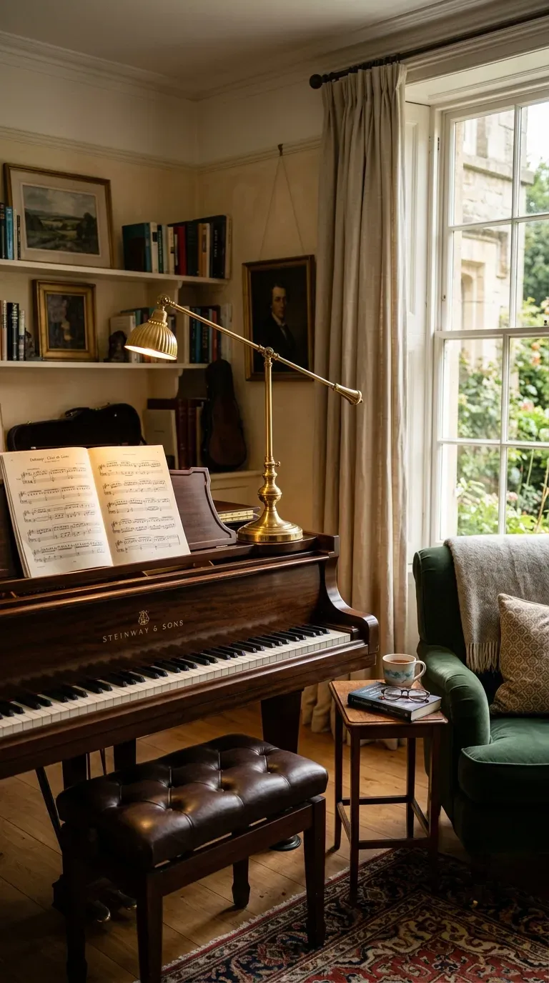 Piano corner with specialized task lighting