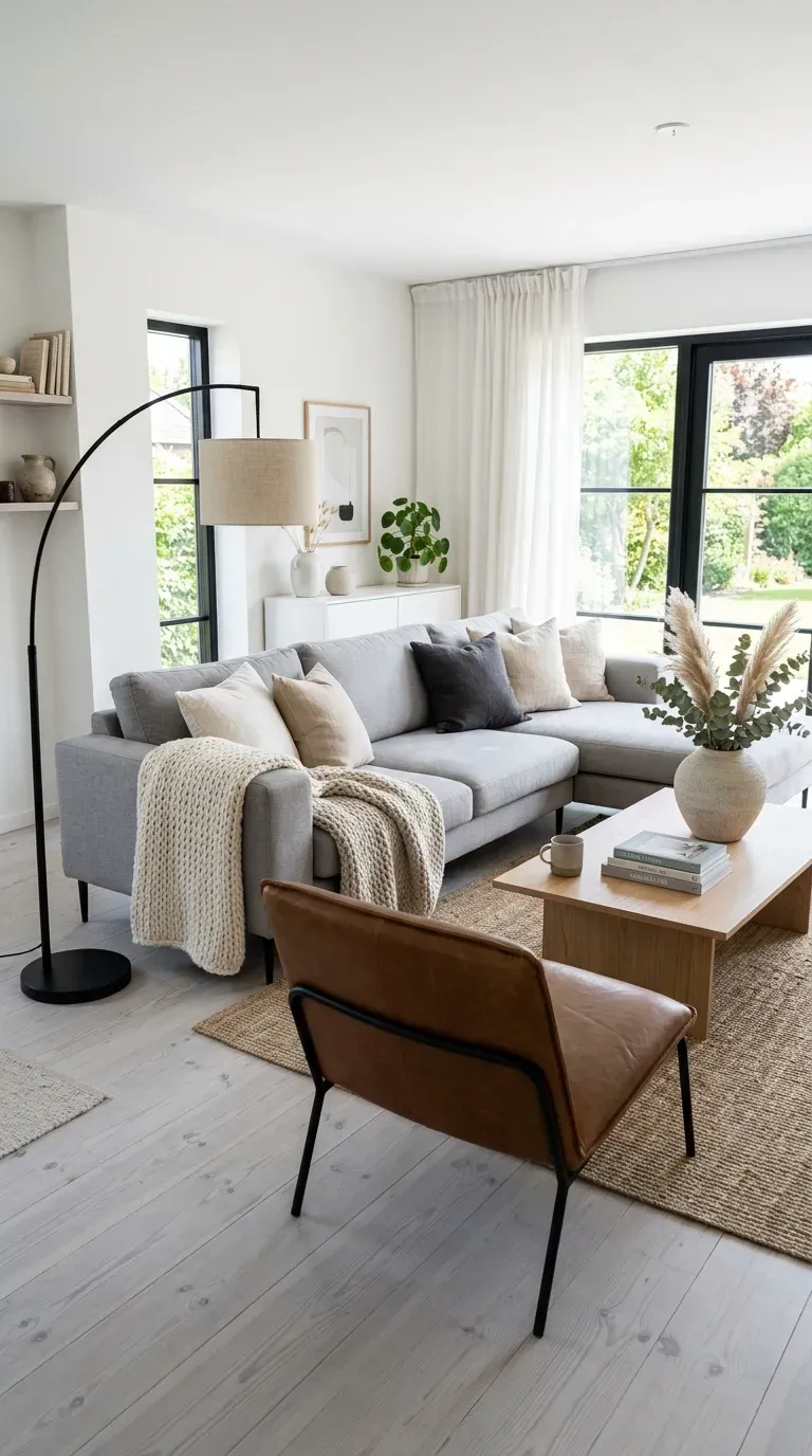 Light Scandinavian living room with clean lines and minimal decor