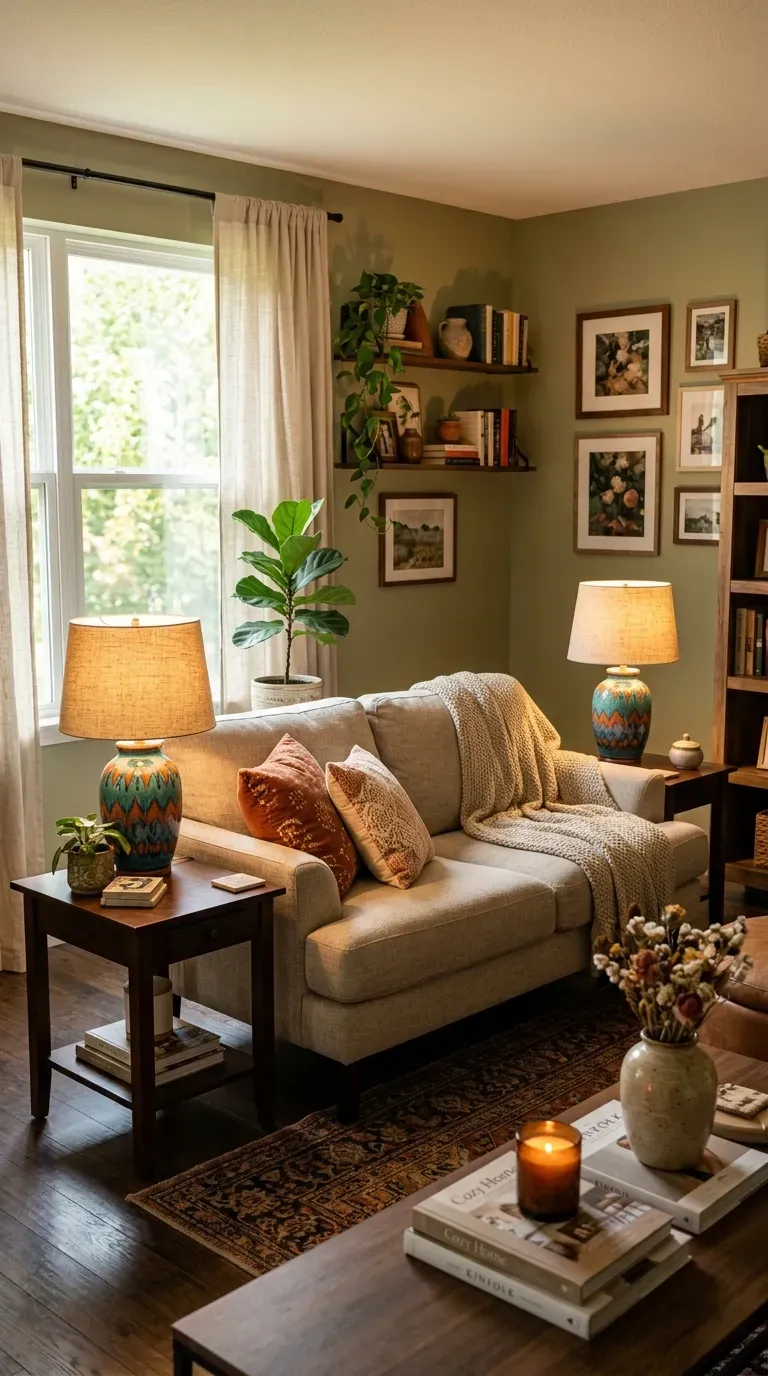Stylish table lamps adding personality to living room